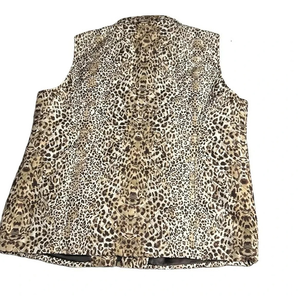 Vtg animal print puffed quilted vest,women size 14.Brown,front zip,mob wife - Picture 14 of 14